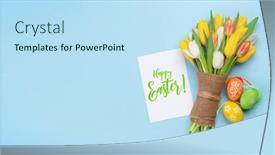  Presentation with blue tulip - Presentation featuring easter-greeting-card-with-easter background and a sky blue colored foreground