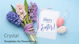  Presentation with greeting card - Slide deck featuring easter-greeting-card-with-easter background and a light blue colored foreground