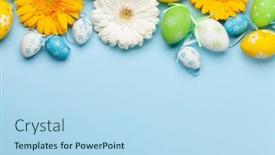  Presentation with greeting card - PPT theme enhanced with easter-greeting-card-with-gerbera background and a light blue colored foreground