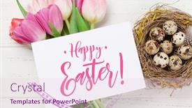  Presentation with quail - Slide set consisting of easter-greeting-card-with-quail background and a lemonade colored foreground