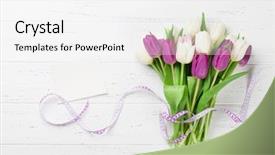  Presentation with white easter lily flowers - Amazing presentation design having easter greeting card with tulip backdrop and a white colored foreground