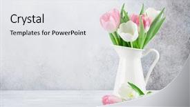  Presentation with greeting card - Presentation theme enhanced with easter greeting card with tulip background and a white colored foreground