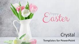  Presentation with card holiday flowers abstract - Cool new presentation with easter greeting card with tulip backdrop and a light gray colored foreground