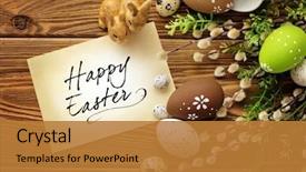  Presentation with greeting card - Slide deck consisting of easter greeting card background and a gold colored foreground
