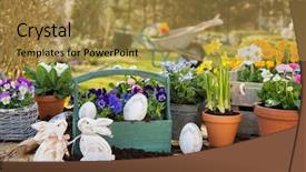  Presentation with easter bunny yellow spring flower - Cool new slides with easter handmade decoration with spring backdrop and a  colored foreground