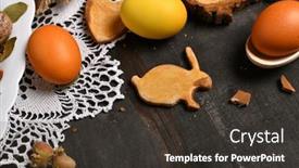  Presentation with dark space - Presentation theme featuring easter-holiday-still-life background and a dark gray colored foreground