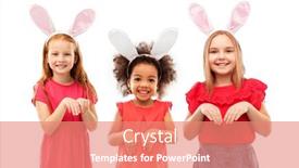  Presentation with happy holidays - PPT theme featuring easter-holidays-and-childhood-concept background and a coral colored foreground