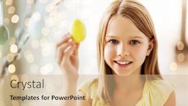  Presentation with happy holidays - Slides with easter-holidays-and-people-concept background and a coral colored foreground