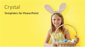  Presentation with easter basket - Presentation design with easter-holidays-and-people-concept background and a yellow colored foreground