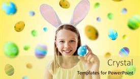  Presentation with happy holidays - Presentation design consisting of easter-holidays-and-people-concept background and a blonde colored foreground