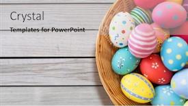  Presentation with easter basket - PPT theme enhanced with easter-holidays-and-tradition-concept background and a light gray colored foreground