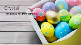  Presentation with easter basket - Cool new PPT theme with easter-holidays-and-traditions-concept backdrop and a soft green colored foreground