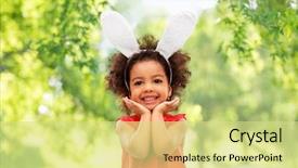  Presentation with happy holidays - Audience pleasing slide set consisting of easter holidays and childhood concept backdrop and a soft green colored foreground