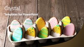  Presentation with gingerbread - Cool new slide deck with easter homemade gingerbread cookie over wooden table backdrop and a violet colored foreground