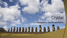  Presentation with sacred games - Audience pleasing presentation theme consisting of easter island - fifteen moais close to sacred backdrop and a light blue colored foreground