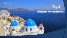  Presentation with santorini - Colorful slide deck enhanced with easter island - santorini church firostefani backdrop and a  colored foreground