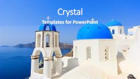  Presentation with church blue - PPT theme enhanced with easter island - traditional blue dome church background and a cobalt blue colored foreground