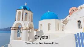  Presentation with church blue - Amazing presentation theme having easter island - traditional blue dome church backdrop and a  colored foreground