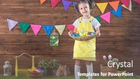  Presentation with bunny - PPT layouts with easter-little-girl-child background and a tawny brown colored foreground