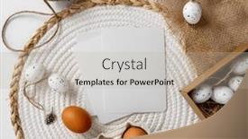  Presentation with decor - Presentation design featuring easter-mockup-with-traditional-eggs background and a mint green colored foreground