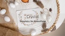  Presentation with greetings - PPT theme having easter-mockup-with-traditional-eggs background and a soft green colored foreground