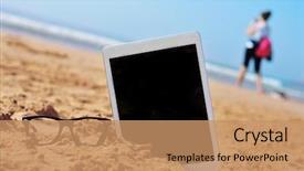  Presentation with black woman - Slide deck enhanced with easter music - pair of black plastic-rimmed eyeglasses background and a coral colored foreground