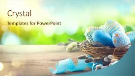  Presentation with spring nature grass - Colorful presentation theme enhanced with easter nature spring scene background backdrop and a cream colored foreground