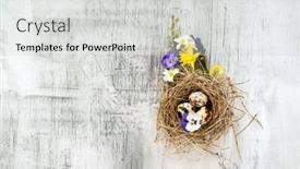  Presentation with easter - Amazing presentation having easter-nest-with-spring-flowers backdrop and a light gray colored foreground