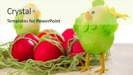  Presentation with islamic decorations decoration and motif - Slide set consisting of easter red eggs with poults background and a  colored foreground