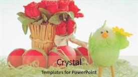  Presentation with easter - Presentation consisting of easter red eggs with poults background and a  colored foreground