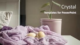  Presentation with neutral colors - Cool new presentation theme with easter-spring-still-life backdrop and a dark gray colored foreground