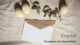  Presentation with neutral colors - Audience pleasing PPT theme consisting of easter-spring-still-life backdrop and a soft green colored foreground