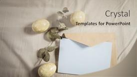  Presentation with neutral colors - Slides having easter-spring-still-life background and a mint green colored foreground