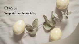  Presentation with neutral colors - Audience pleasing theme consisting of easter-spring-still-life backdrop and a light gray colored foreground