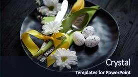 Presentation with black ceramic - Beautiful PPT theme featuring easter spring table dishware composition backdrop and a wine colored foreground