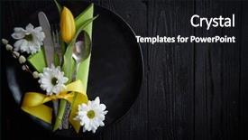  Presentation with black ceramic - Slide set with easter spring table dishware composition background and a black colored foreground