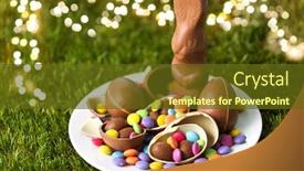  Presentation with confectionery - Audience pleasing slide set consisting of easter-sweets-and-confectionery-concept backdrop and a tawny brown colored foreground