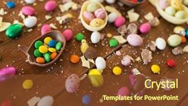  Presentation with confectionery - Presentation having easter sweets and confectionery concept background and a tawny brown colored foreground