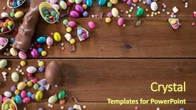  Presentation with confectionery - Colorful presentation theme enhanced with easter sweets and confectionery concept backdrop and a tawny brown colored foreground