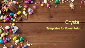  Presentation with confectionery - Slide set enhanced with easter sweets and confectionery concept background and a tawny brown colored foreground