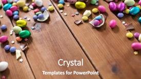  Presentation with confectionery - Beautiful presentation theme featuring easter sweets and confectionery concept backdrop and a coral colored foreground