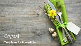  Presentation with daffodil - Beautiful slides featuring easter table setting with daffodil backdrop and a gray colored foreground
