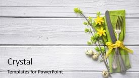  Presentation with daffodil - PPT layouts featuring easter table setting with daffodil background and a white colored foreground