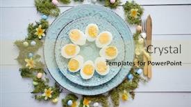  Presentation with table setting - Colorful PPT theme enhanced with easter-table-setting-with-flowers backdrop and a soft green colored foreground