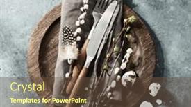  Presentation with cutlery easter table setting - PPT theme featuring easter-table-setting-with-spring background and a tawny brown colored foreground