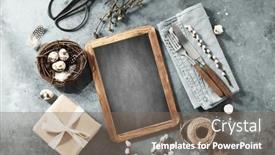  Presentation with cutlery easter table setting - Theme having easter-table-setting-with-vintage background and a  colored foreground