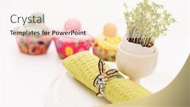  Presentation with cutlery easter table setting - Presentation theme having mesh - seamless pattern - set background and a sky blue colored foreground