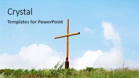 Presentation with lonely - PPT layouts featuring easter wide - lonely wooden cross background and a light blue colored foreground