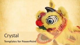  Presentation with chinese traditional - Presentation theme with eastern dance - chinese traditional dancing lion background and a blonde colored foreground