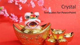  Presentation with chinese traditional - Presentation having eastern dance - chinese traditional dancing lion background and a  colored foreground